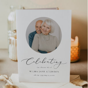 EVELYN Elegant Script Memorial Funeral Programme Kaart