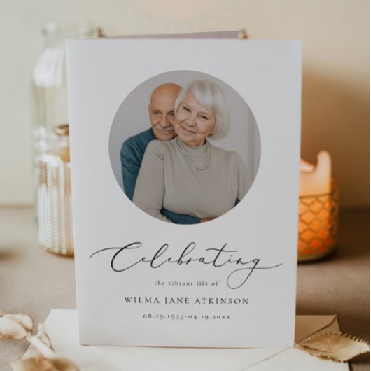 EVELYN Elegant Script Memorial Funeral Programme Kaart