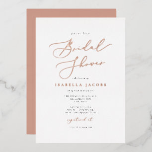 EVELYN Elegant Script Roos Gold Foil Vrijgezellenf Folie Uitnodiging