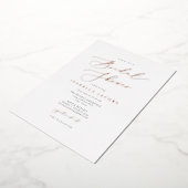 EVELYN Elegant Script Roos Gold Foil Vrijgezellenf Folie Uitnodiging (Gedraaid)