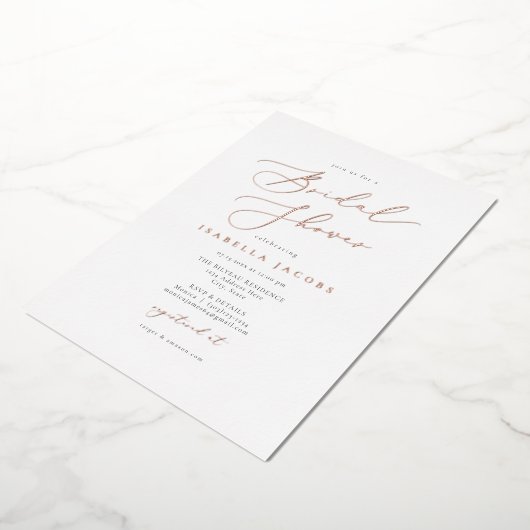 EVELYN Elegant Script Roos Gold Foil Vrijgezellenf Folie Uitnodiging (Gedraaid)