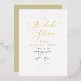 EVELYN Elegant Script Simple Gold Vrijgezellenfees Folie Uitnodiging