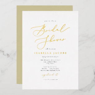 EVELYN Elegant Script Simple Gold Vrijgezellenfees Folie Uitnodiging
