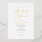 EVELYN Elegant Script Simple Gold Vrijgezellenfees Folie Uitnodiging (Voorkant)