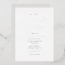EVELYN Elegant Script Simple Silver Vrijgezellenfe Folie Uitnodiging