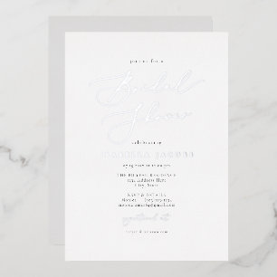 EVELYN Elegant Script Simple Silver Vrijgezellenfe Folie Uitnodiging