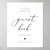 EVELYN Elegant Sign Our Guestbook Weddenschap Poster (Voorkant)