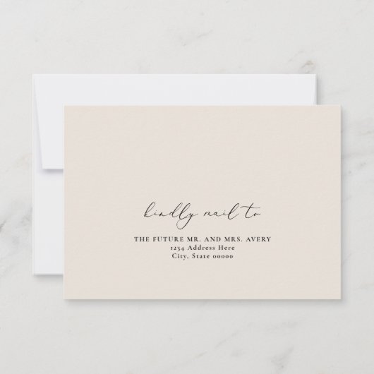 EVELYN Elegante Calligraphy Schrift Moderne RSVP K Kaart (Achterkant)