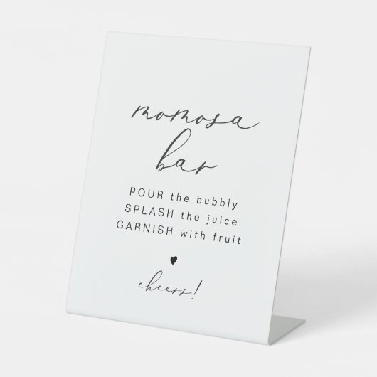 EVELYN Elegante Kalligrafie Momosa Bar Teken Reclamebord Met Voetstuk (Voorkant)