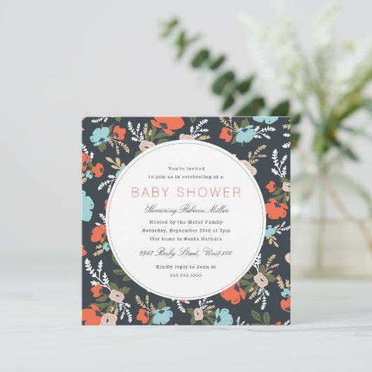 Evelyn Floral Baby shower Kaart (Staand voorkant)