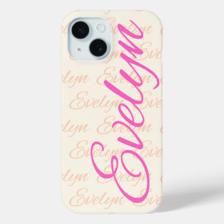 Evelyn Herhalend Naampatroon iPhone 15 Case