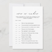 EVELYN Minimalist Over Onder Baby shower Game Kaar Kaart (Voorkant)