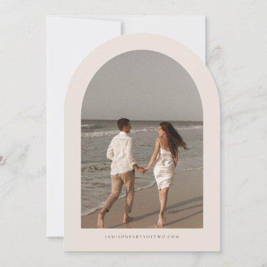 EVELYN Modern Script Arched Save the Date Kaart (Achterkant)