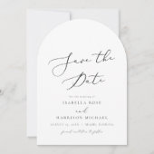 EVELYN Modern Script Arched Save the Date Kaart (Voorkant)