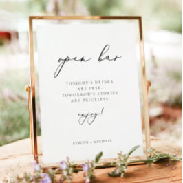 EVELYN Moderne Elegant Calligraphy Open Bar Drink Poster