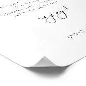 EVELYN Moderne Elegant Calligraphy Open Bar Drink Poster (Hoek)