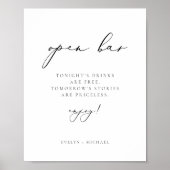 EVELYN Moderne Elegant Calligraphy Open Bar Drink Poster (Voorkant)