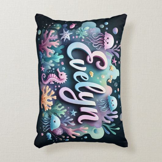 Evelyn Naam Ocean Theme Decoratief Zee Leven Accent Kussen (Voorkant(Verticaal))
