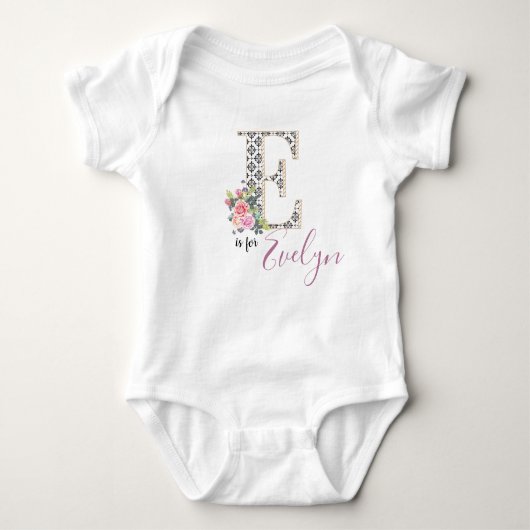 Evelyn Name Baby Outfit Letter Romper Floral Girl (Voorkant)