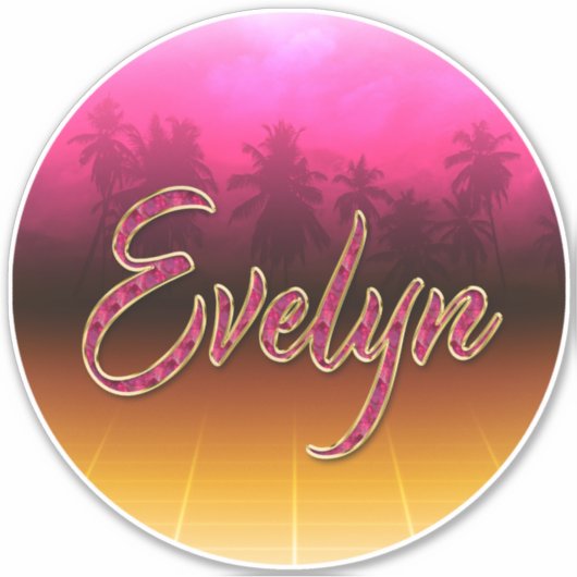 Evelyn Vorname Name golden pink Aufkleber Sticker (Voorkant)