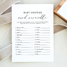 EVELYN Word Scramble Baby shower spel Kaart