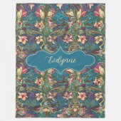Evelynne Art Nouveau Jewel Toned Floral Fleece Deken (Voorkant)