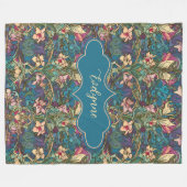 Evelynne Art Nouveau Jewel Toned Floral Fleece Deken (Voorkant (Horizontaal))
