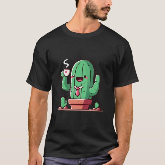 Even cacti drink coffee t-shirt (Voorkant)