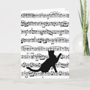 Even een briefje, zwarte kat op muziek kaart