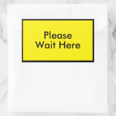 Even geduld hier  bericht geel rechthoekige sticker (Tas)