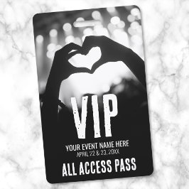 Evenement All Access Pas Zwart Wit VIP Badge