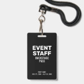 Evenement Backstage Pas Evenement Personeel Zwart Badge (Voorzijde met lanyard)