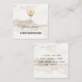 Evenement Bartender Champagne Wit Goud Marmeren Cr Vierkante Visitekaartje (Voorkant / Achterkant)