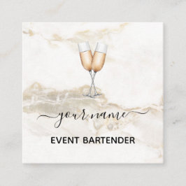 Evenement Bartender Champagne Wit Goud Marmeren Cr Vierkante Visitekaartje