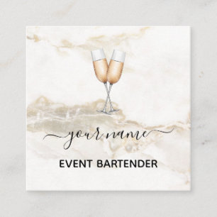 Evenement Bartender Champagne Wit Goud Marmeren Cr Vierkante Visitekaartje