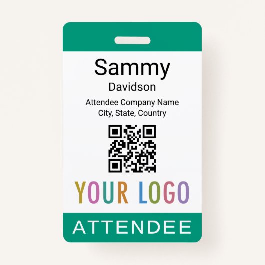 Evenement Deelnemer Badge QR Code Logo Emerald Gre (Voorkant)