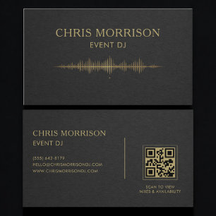 Evenement DJ Muziek Zwart Goud QR Code Professione Visitekaartje