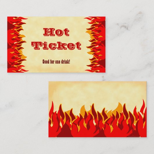 Evenement Hot Ticket Rode Vlammen Zakkaart Sjabloo (Voorkant / Achterkant)