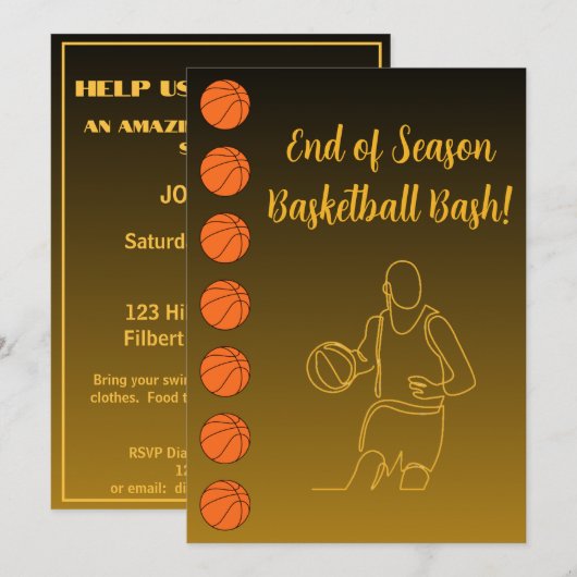 Evenement Naam Locatie Sport Thema Basketbal Kaart (Voorkant / Achterkant)