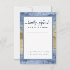 Evenement #Nautisch Navy Blauw Goud #Waterverf Tro RSVP Kaartje
