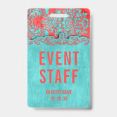 Evenement Personeel Damask Aangepaste Naam Concert Badge (Achterkant)