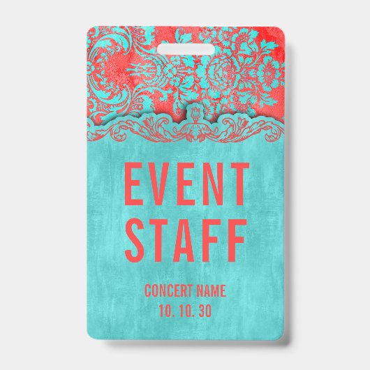 Evenement Personeel Damask Aangepaste Naam Concert Badge (Voorzijde)