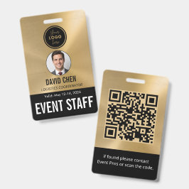Evenement Personeel ID-badge - Metalen Goud Zwart Badge
