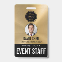 Evenement Personeel ID-badge - Metalen Goud Zwart