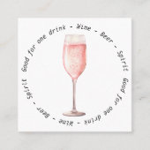 Evenement QR Code Pink Fizz Drink Voucher Vierkante Visitekaartje (Voorkant)
