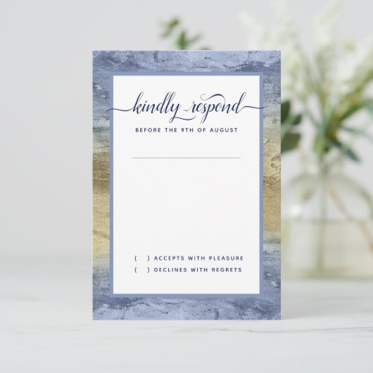 Evenement #Scheepvaart Marineblauw Goud #Watercolo RSVP Kaartje (Staand voorkant)