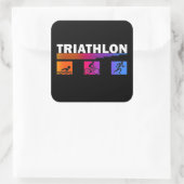 EVENEMENT Triathlon/STICKER/100-200/:Zwemmen, Fiet Vierkante Sticker (Tas)