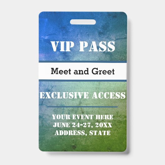 Evenement VIP Pas Exclusieve Toegang Aangepast Badge (Voorzijde)