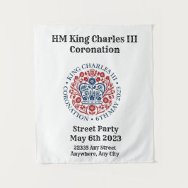 Evenementachtergrond voor de kroning van koning Ch Wandkleed