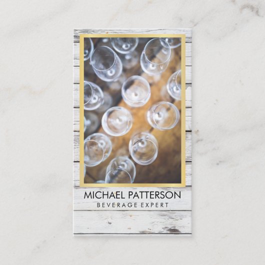 Evenementen / bijtende houten / wijnglazen visitekaartje (Voorkant)